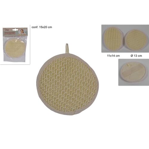 Σφουγγάρι απολέπισης σώματος από ύφασμα σε εκρού χρώμα 14x11cm