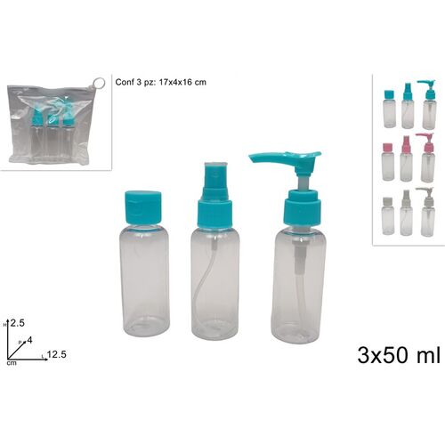 Πλαστικά μπουκαλάκια ταξιδίου σετ 3τμχ 50ml