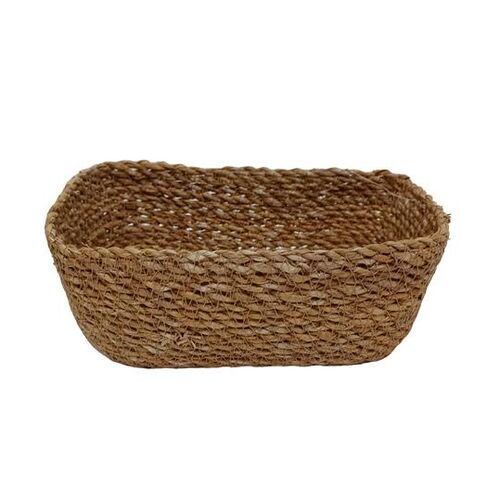 Καλάθι πλεκτό από σχοινί σε φυσικό μπεζ χρώμα 20x14x8cm