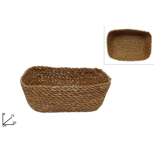 Καλάθι πλεκτό από σχοινί σε φυσικό μπεζ χρώμα 20x14x8cm