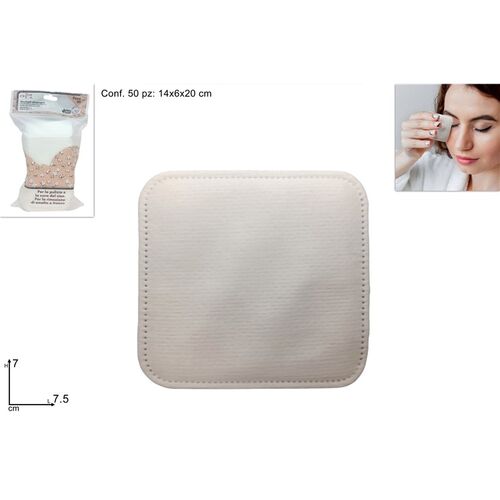 Βαμβάκια ντεμακιγιάζ τετράγωνα 50τμχ 7x7.5cm