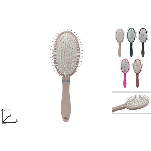 Βούρτσα μαλλιών οβάλ πλαστική σε ροζ χρώμα 23.5x3x6cm