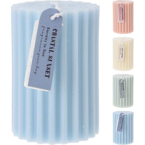 Κερί ανάγλυφο με ρίγες σε γαλάζιο χρώμα 7x10cm