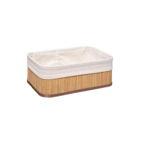 Καλάθι μεγάλο από bamboo και λινό σε φυσικό χρώμα 34x24x16cm
