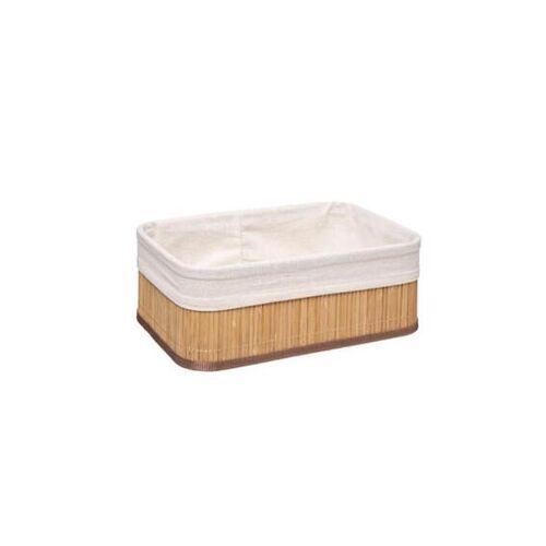 Καλάθι μεσαίο από bamboo και λινό σε φυσικό χρώμα 29x19x14cm