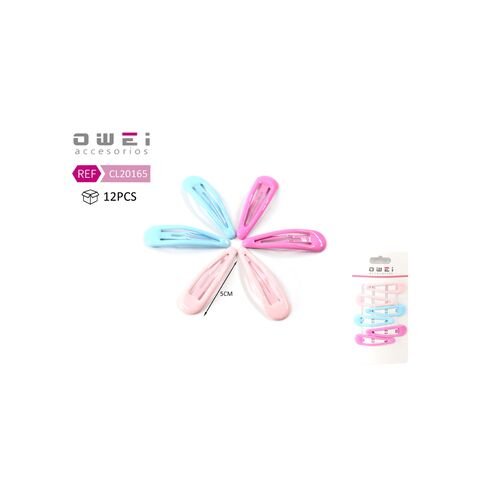 Κοκαλάκια μαλλιών κλιψάκια μεταλλικά σετ 6τμχ πολύχρωμα 6cm