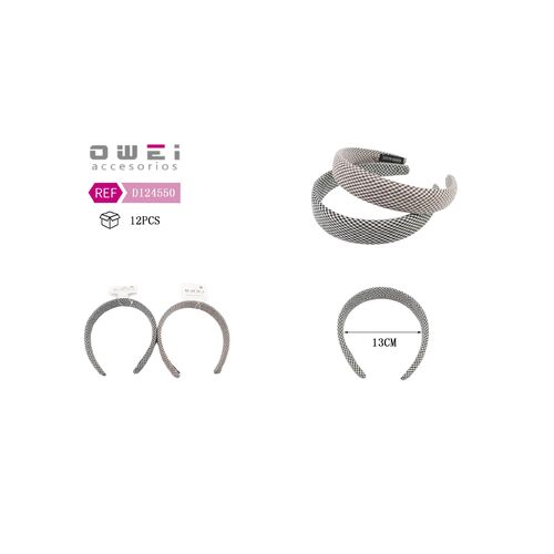 Στέκα μαλλιών καρό υφασμάτινη ασπρόμαυρη 13cm