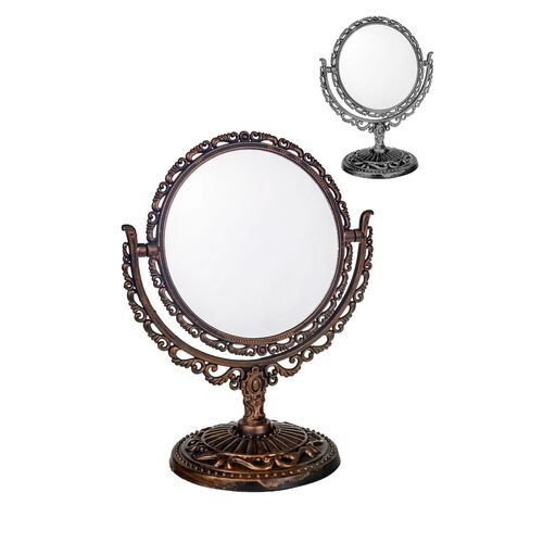 Kαθρέφτης πλαστικός επιτραπέζιος με αντικέ σχέδια Οβάλ 21x14cm