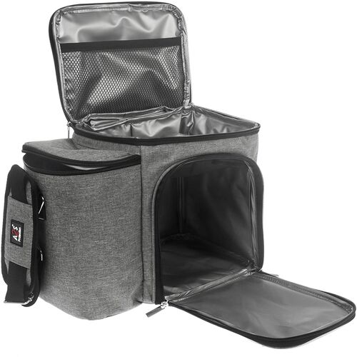 A2S Protection Τσάντα ψυγείο με δοχεία φαγητού και θερμός σετ 8τμχ Γκρι 30x18x25cm 10lt