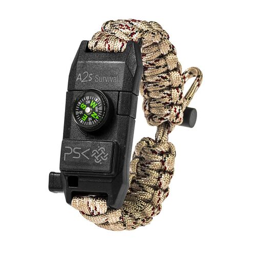A2S Βραχιόλι Επιβίωσης Paracord με Πυξίδα & Σπινθηριστή Sand Camo