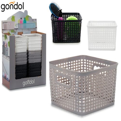 Καλάθι άσπρο υφασμάτινο με χειρολαβή 21x11,5x21 cm