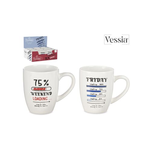 Vessia Πορσελάνινη κούπα "Weekend loading" σε λευκό χρώμα 330ml