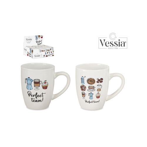 Vessia Πορσελάνινη κούπα "Perfect team" σε λευκό χρώμα 350ml