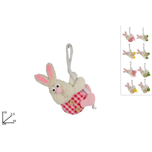 Διακοσμητικό κρεμαστό πασχαλινό λαγουδάκι σε 8 σχέδια 18x2.5x19cm