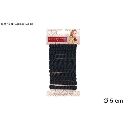Μαύρα μεγάλα λαστιχάκια μαλλιών 12τμχ.