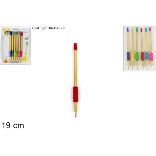 Μολύβια ξύλινα με γόμα 6pcs