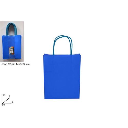 Χάρτινη σακούλα δώρου σε μπλε χρώμα 14x7x18cm