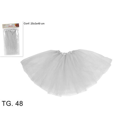 Αποκριάτικη φούστα κοντή τουτού από τούλι σε λευκό χρώμα one size