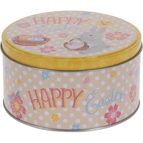 Πασχαλινό μεταλλικό κουτί για μπισκότα σε κίτρινες αποχρώσεις 13.5x6.8cm