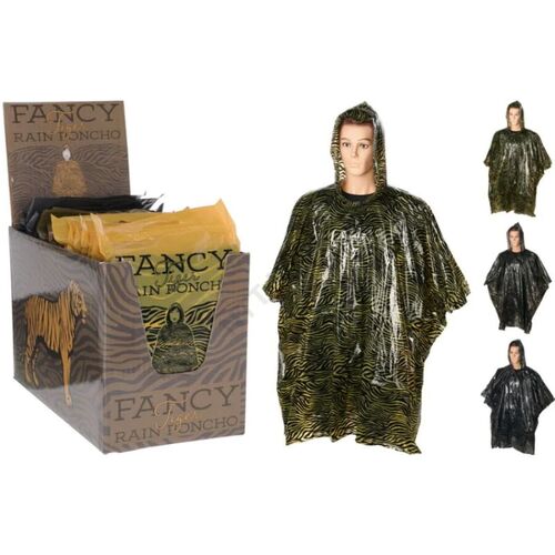 Αδιάβροχο poncho με σχέδιο τίγρη σε μαύρο με κίτρινο χρώμα one size