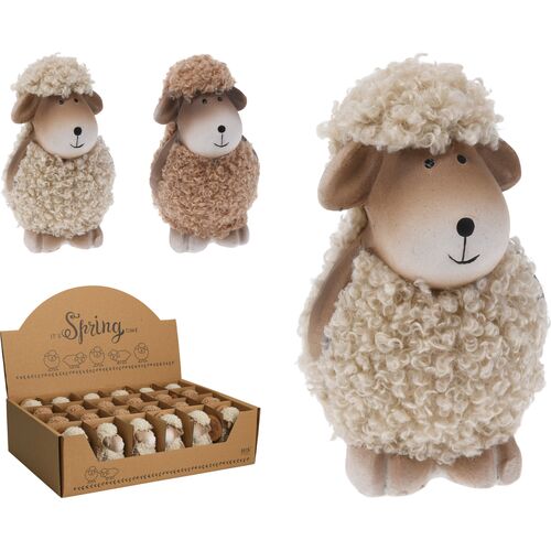 Πασχαλινό διακοσμητικό πρόβατο από τερακότα σε εκρού χρώμα 8cm