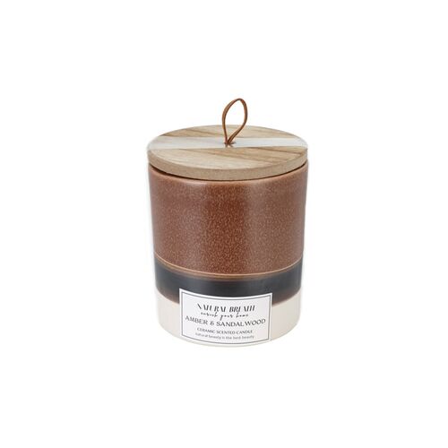 Αρωματικό κερί σε βαζάκι από δολομίτη με άρωμα Exotic Wood 9x10.5cm