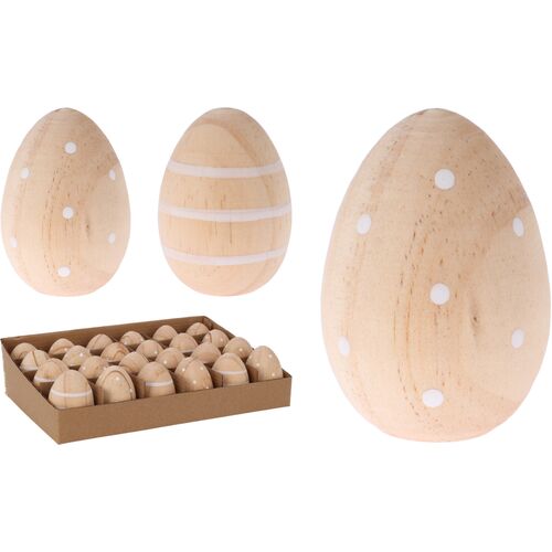 Πασχαλινό ξύλινο διακοσμητικό αυγό πουά 4x4x5.5cm