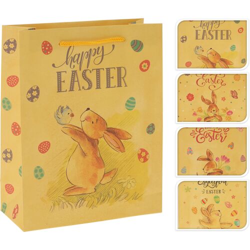 Πασχαλινή σακούλα δώρου σε κίτρινο χρώμα σε 4 σχέδια 11.5x16x6cm