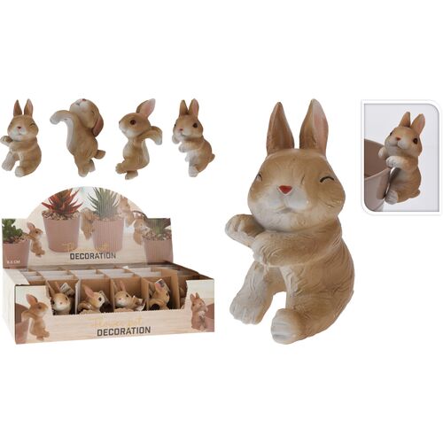 Πασχαλινό διακοσμητικό για το ποτηστήρι με λαγό σε καφέ χρώμα 8.5x5.8x4.5cm