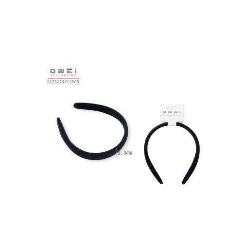 Στέκα μαλλιών μαύρη βελούδινη 2.5cm πάχος