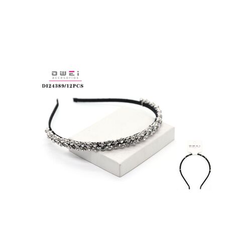 Στέκα μαλλιών λεπτή με διαμαντάκια διάφανα