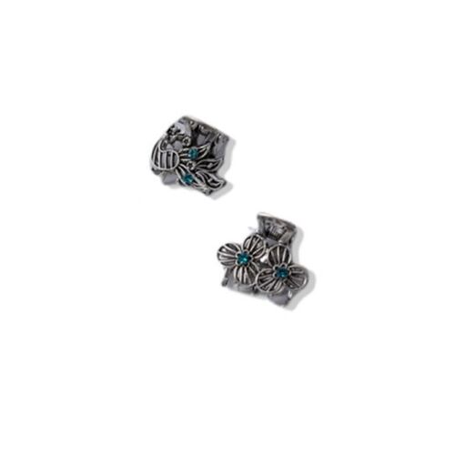 Κλαμεράκια μαλλιών μεταλλικά με σκαλιστό σχέδιο σετ 2τμχ 2.5cm