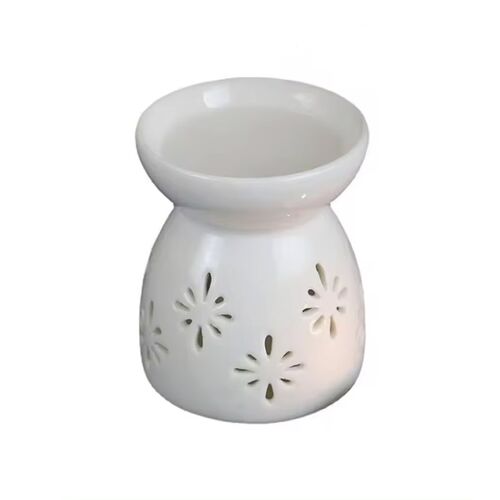 Κεραμική Συσκευή για Αιθέρια Έλαια σε λευκό χρώμα με αστεράκια 10x8cm