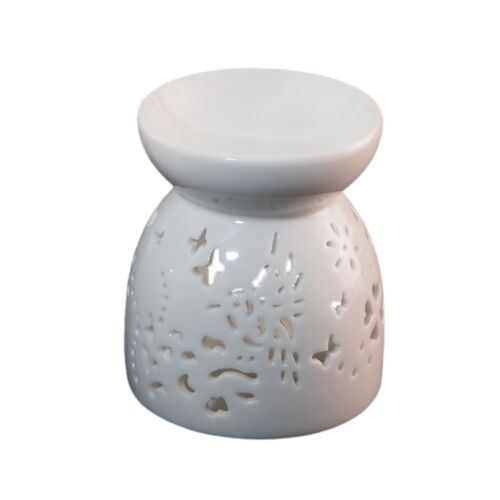 Κεραμική Συσκευή για Αιθέρια Έλαια σε λευκό χρώμα με αστεράκια 10x8cm