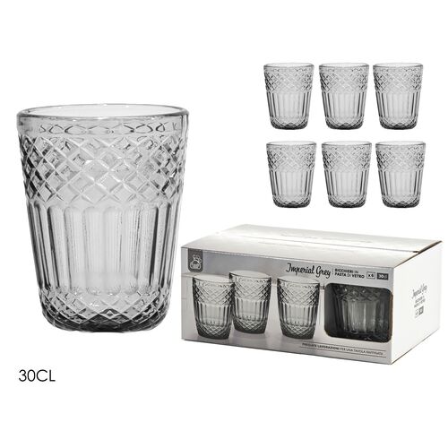 Σετ γυάλινα ποτήρια 6 τεμάχια 300ml σε γκρι χρώμα