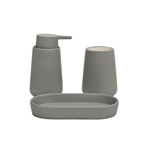 Κεραμικό σετ μπάνιου 3τμχ σε γκρι χρώμα