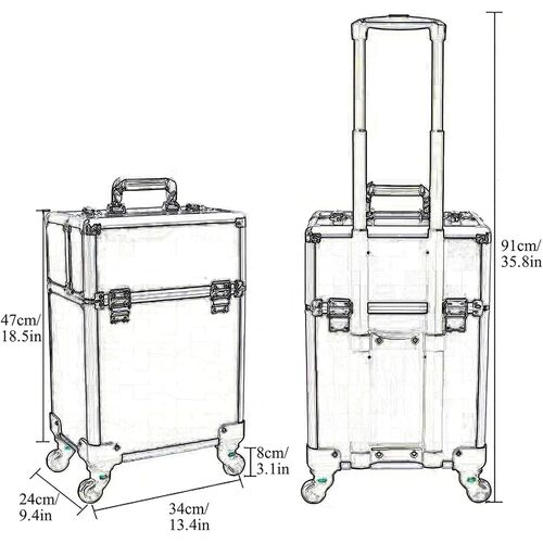 Matte Pro Επαγγελματική βαλίτσα τρόλεϊ μακιγιάζ σε φούξια χρώμα 50x35x25cm