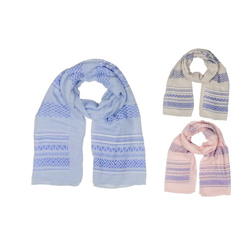 Πασμίνα με ρίγες ζιγκ-ζαγκ