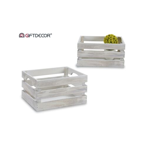 GiftDecor Διακοσμητικό ξύλινο καφάσι σε ξεβαμένο λευκό χρώμα 26x16x13cm