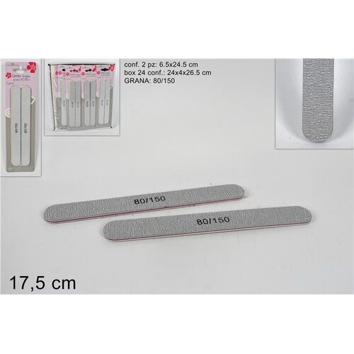 Χάρτινες λίμες νυχιών Ασημί 80/150 17.5cm 2pcs