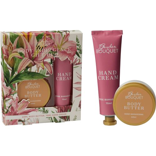 Σετ μπάνιου βαζάκι body butter 60ml & σωληνάριο κρέμα χεριών Rose Damascena 75ml
