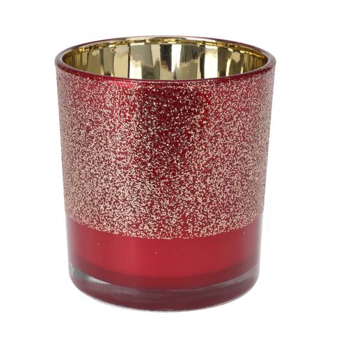 Βάση κεριού Votive Glass σε κόκκινο χρώμα 7x7x8cm