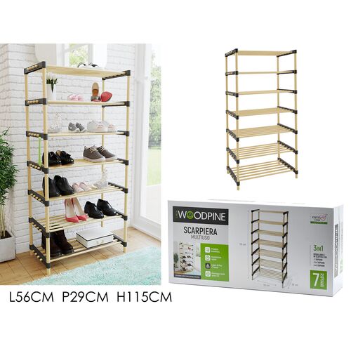 Ξύλινη παπουτσοθήκη 7 ράφια 56x29x115
