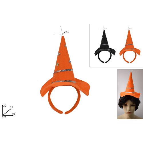 Στέκα καπέλο μάγισσας Halloween σε πορτοκαλί χρώμα 30x17x19cm