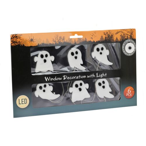 Διακοσμητικά αυτοκόλλητα Halloween με φωτάκι LED  σετ 6pcs