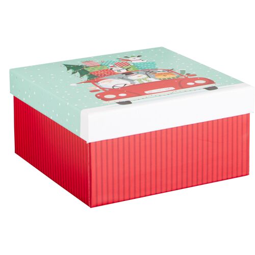 Χριστουγεννιάτικο κουτί δώρου χαρτί kraft 14x14x7cm