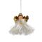 Χριστουγεννιάτικο στολίδι αγγελάκι με λευκό τούλινο φόρεμα και χρυσά φτερά 10cm